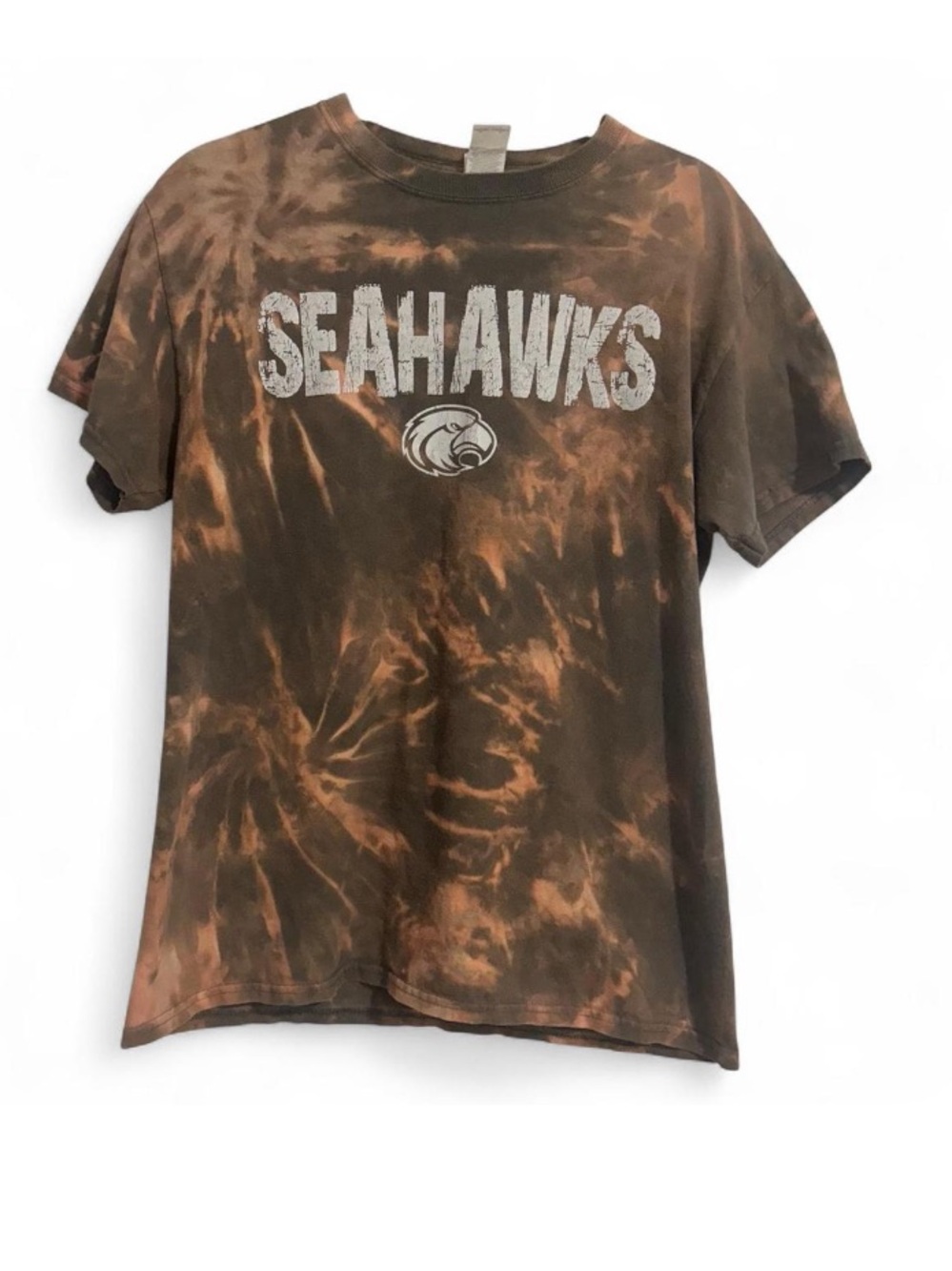 Seattle Seahawks Gildan Cotton Tshirt NFL Bleach Dye Upcycled Sports Shirt M
